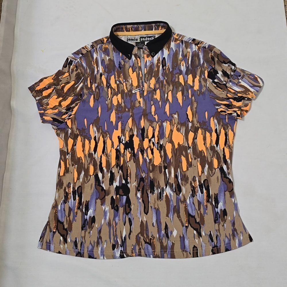 Jamie Sadock‎ short sleeve golf/pikaball artsy top size small
